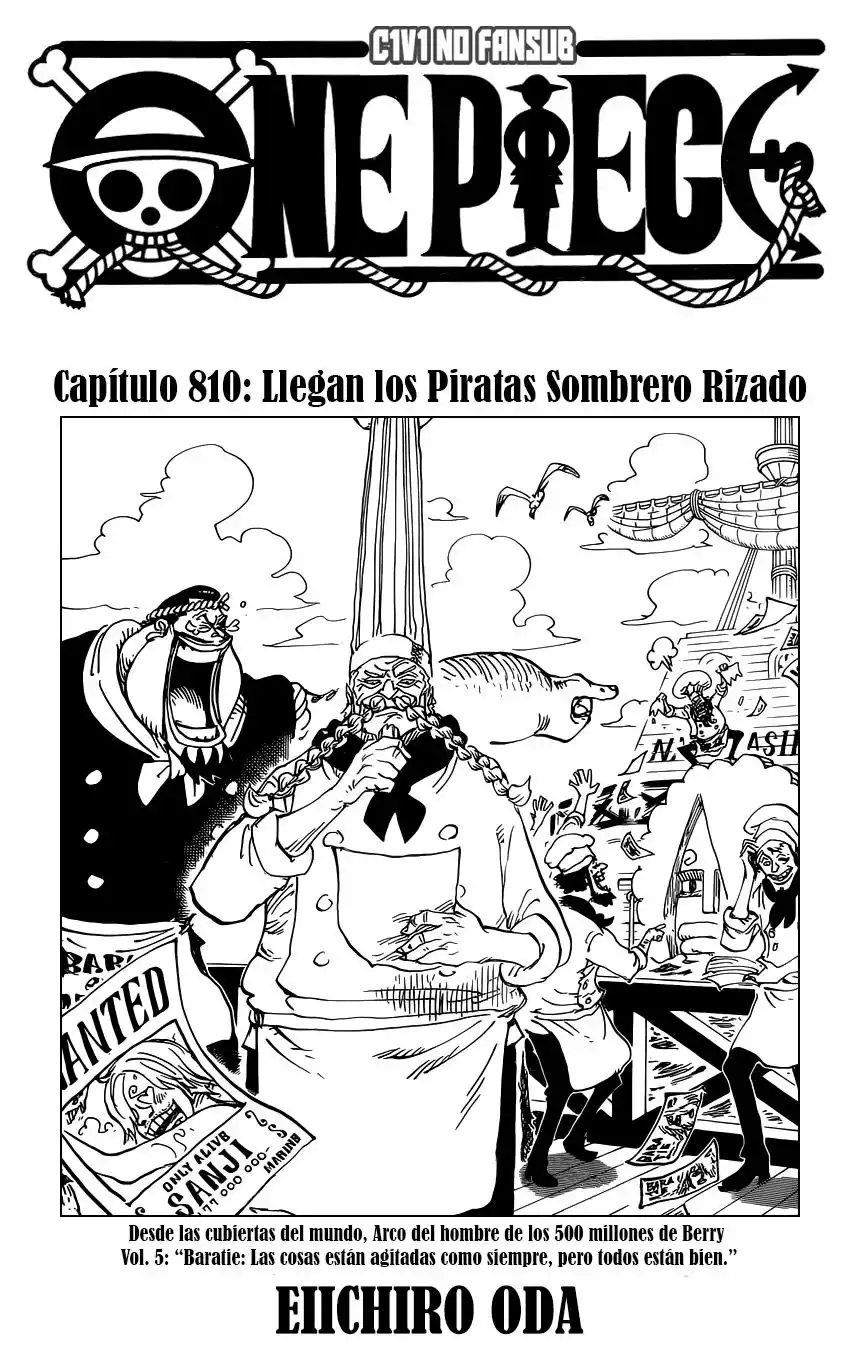 ONE PIECE Capitulo 810: Llegan los piratas del sombrero rizado página 2