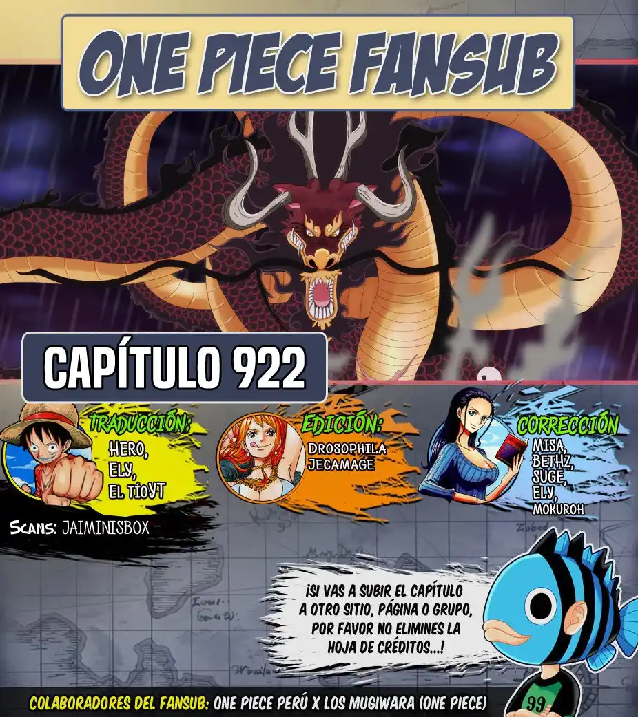 ONE PIECE Capitulo 922: Gobernante-General de los piratas bestia: KAIDO página 1
