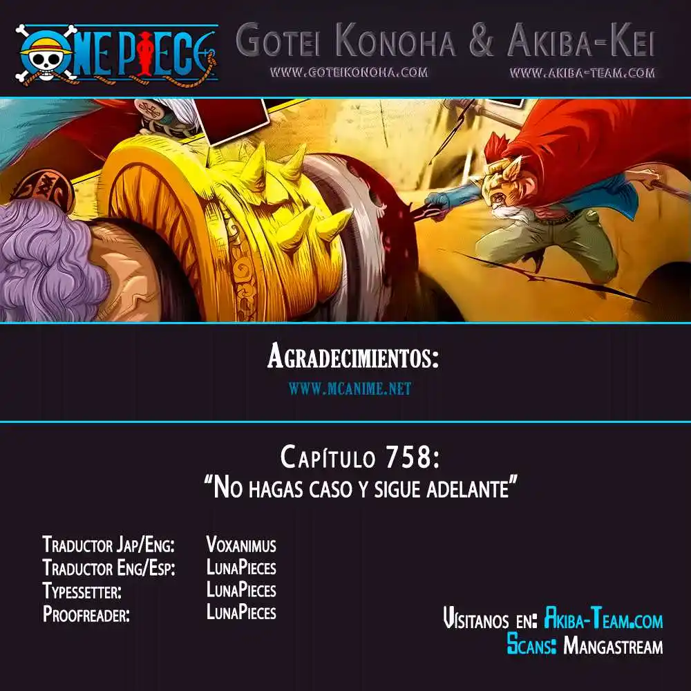 ONE PIECE Capitulo 758: Ignóralo y Muévete página 1