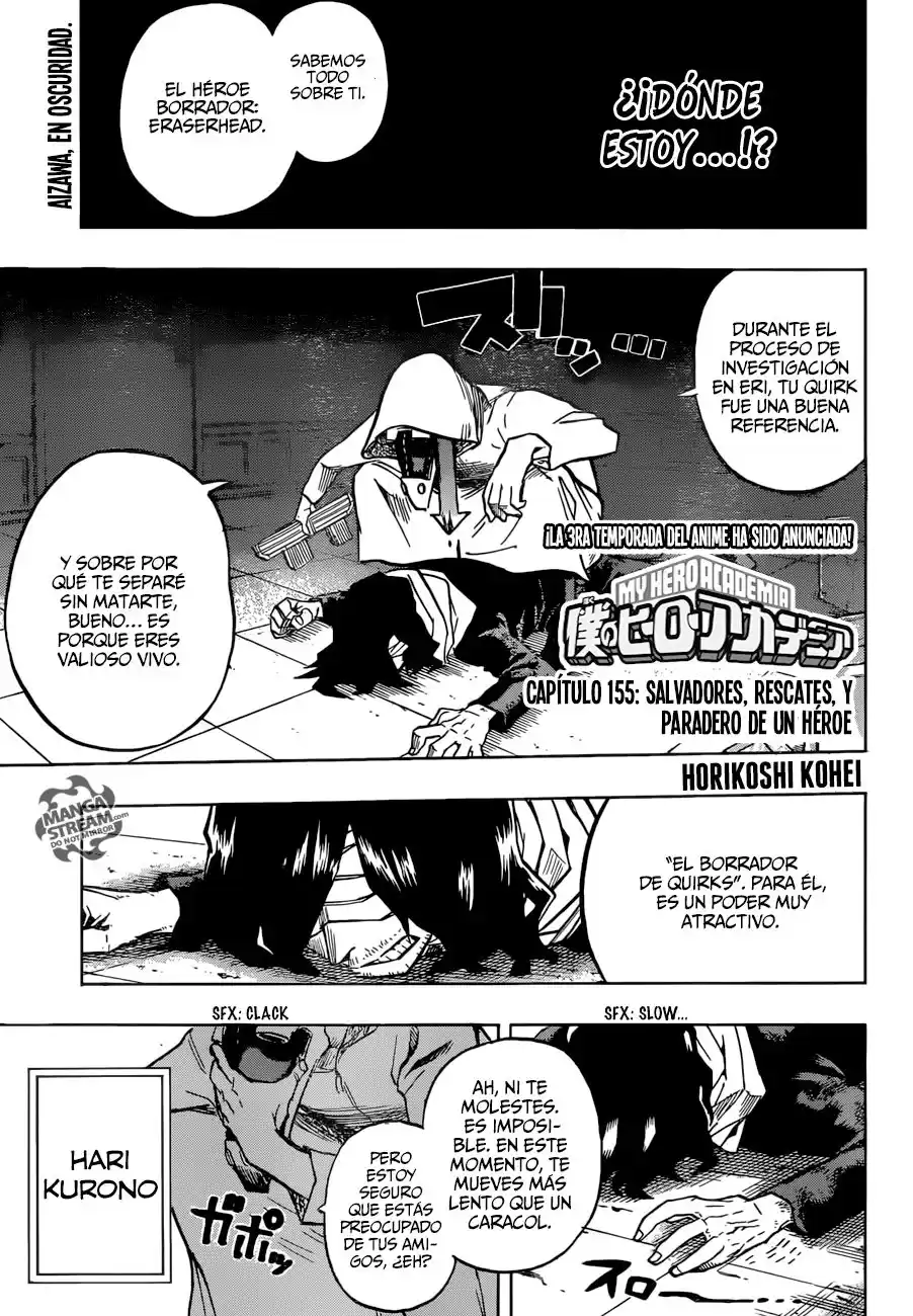 Boku no Hero Academia Capitulo 155: Salvadores, Rescatados y el paradero de un Héroe página 3