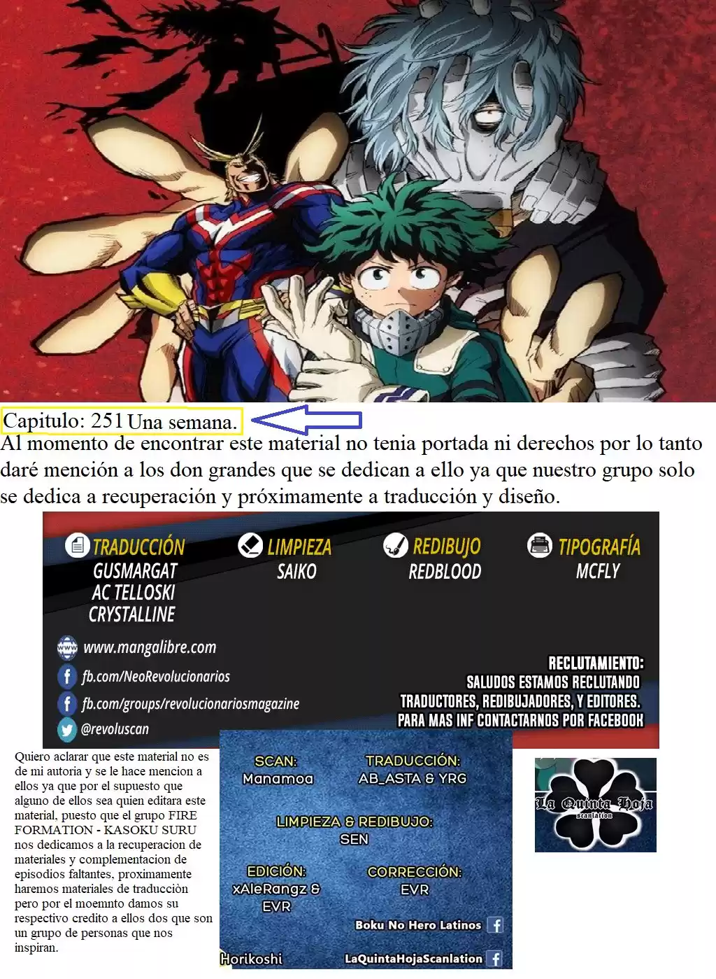 Boku no Hero Academia Capitulo 251: Una Semana página 1