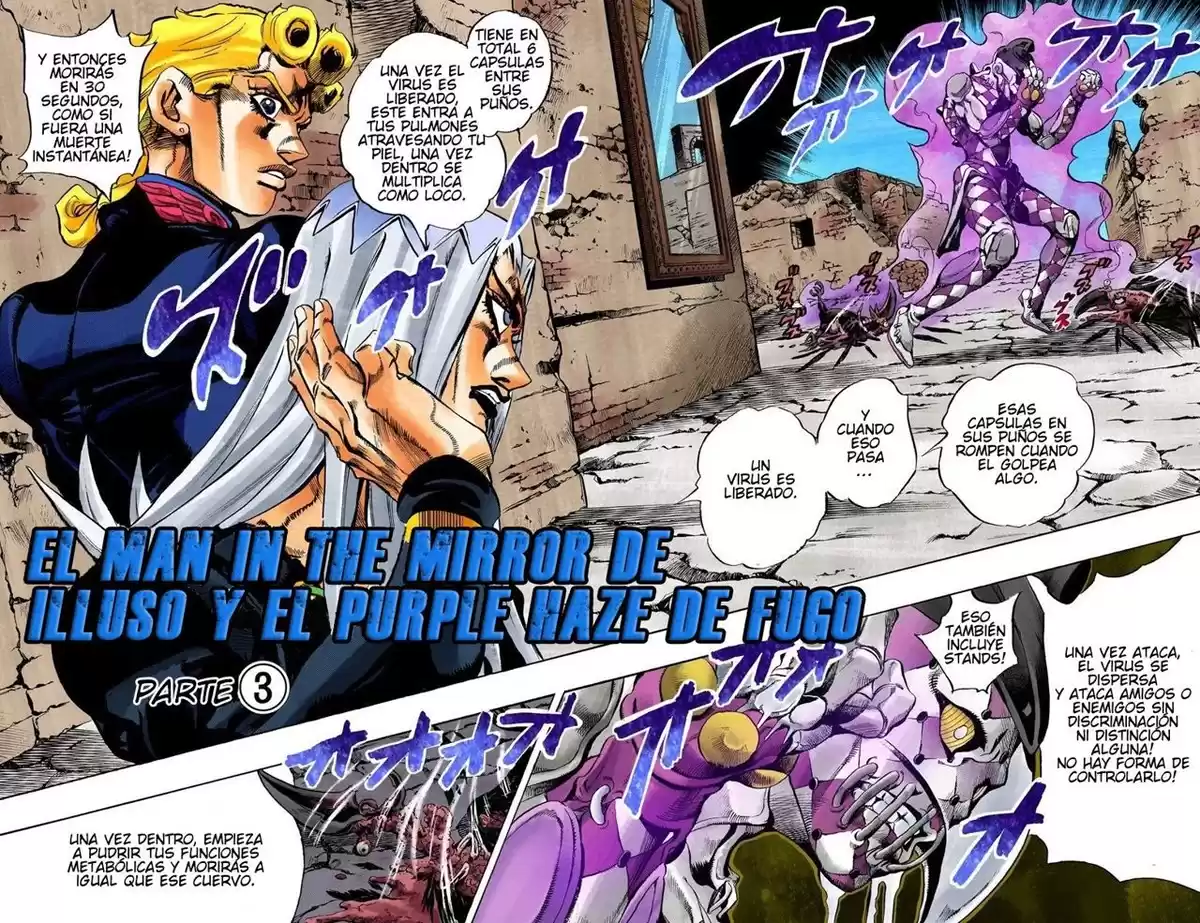 JoJo's Bizarre Adventure Parte 5: Vento Aureo Capitulo 42: Man in the Mirror y Purple Haze, Parte 3 página 3