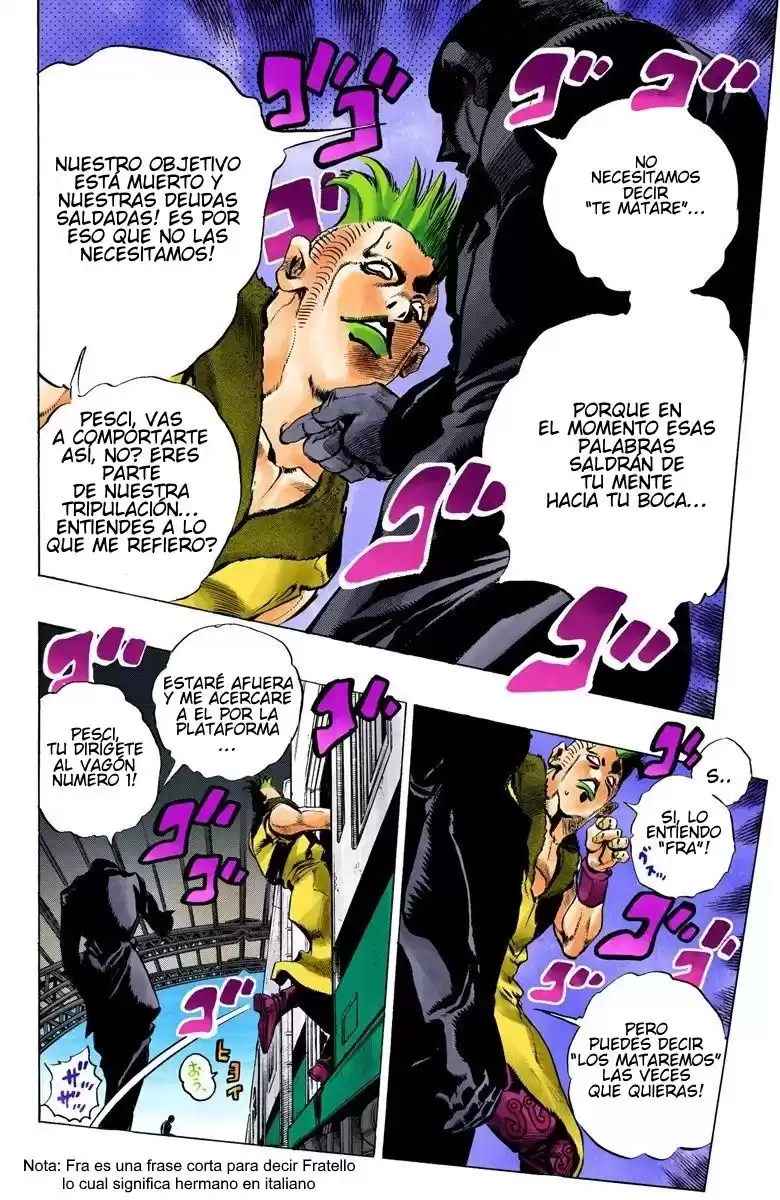 JoJo's Bizarre Adventure Parte 5: Vento Aureo Capitulo 47: Tren Expreso a Florencia, Parte 1 página 13