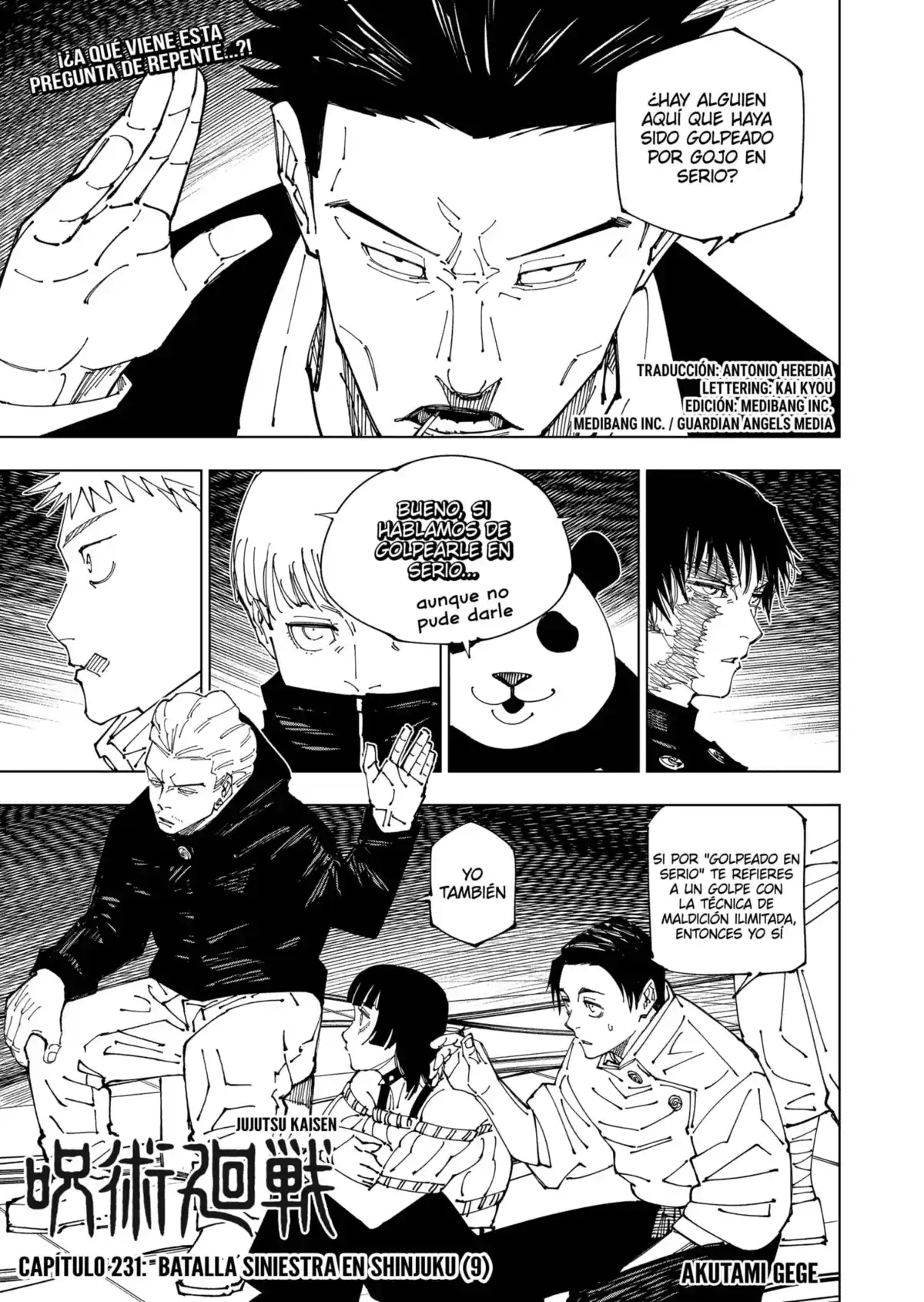 Jujutsu kaisen Capitulo 231: La batalla decisiva en el área deshabitada de Shinjuku, Parte 9 página 1