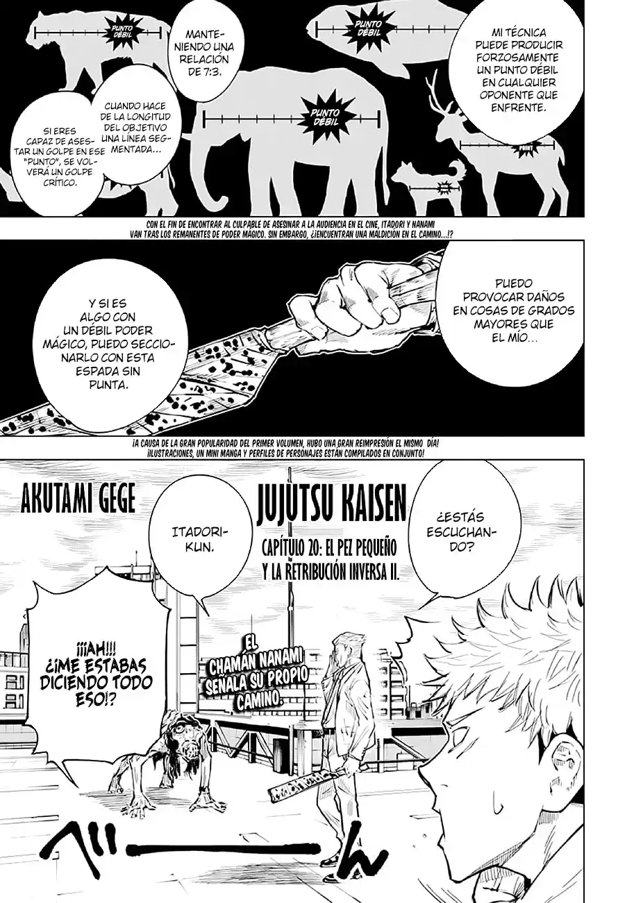 Jujutsu kaisen Capitulo 20: El Pequeño Pez y La Retribución Inversa II página 2