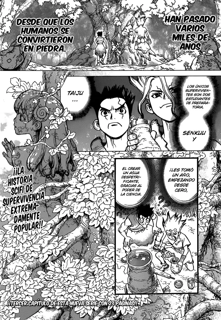 Dr. Stone Capitulo 3: Rey del mundo de piedra página 1