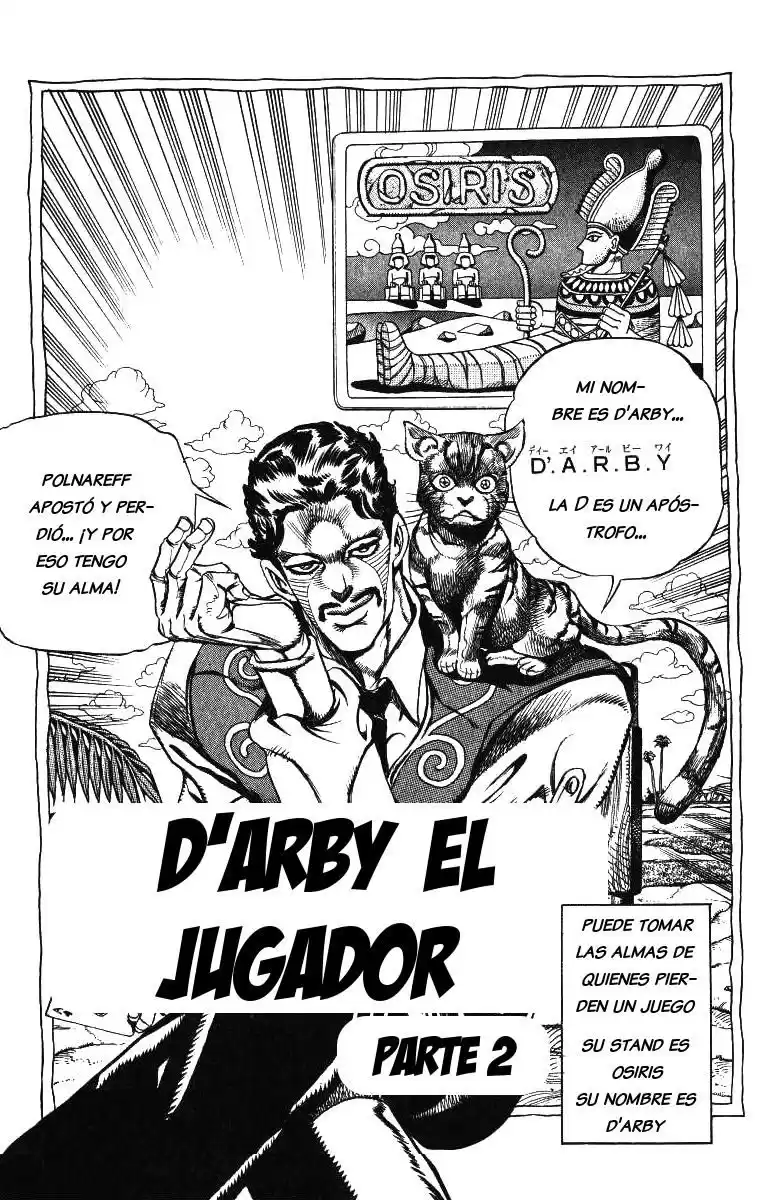 JoJo's Bizarre Adventure Parte 3: Stardust Crusaders Capitulo 99: D'Arby el Apostador, Parte 2 página 1