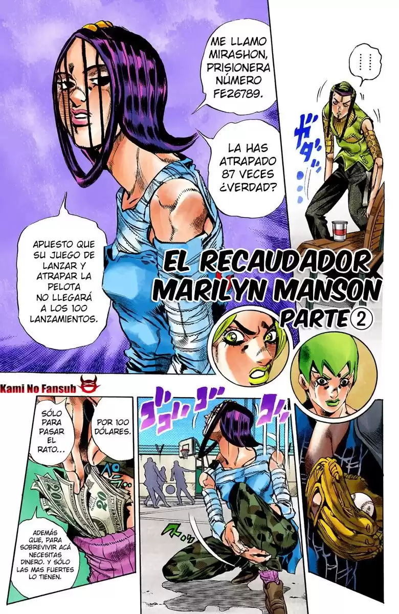 JoJo's Bizarre Adventure Parte 6: Stone Ocean Full Color Capitulo 35: El recaudador Marilyn Manson parte 2 página 3