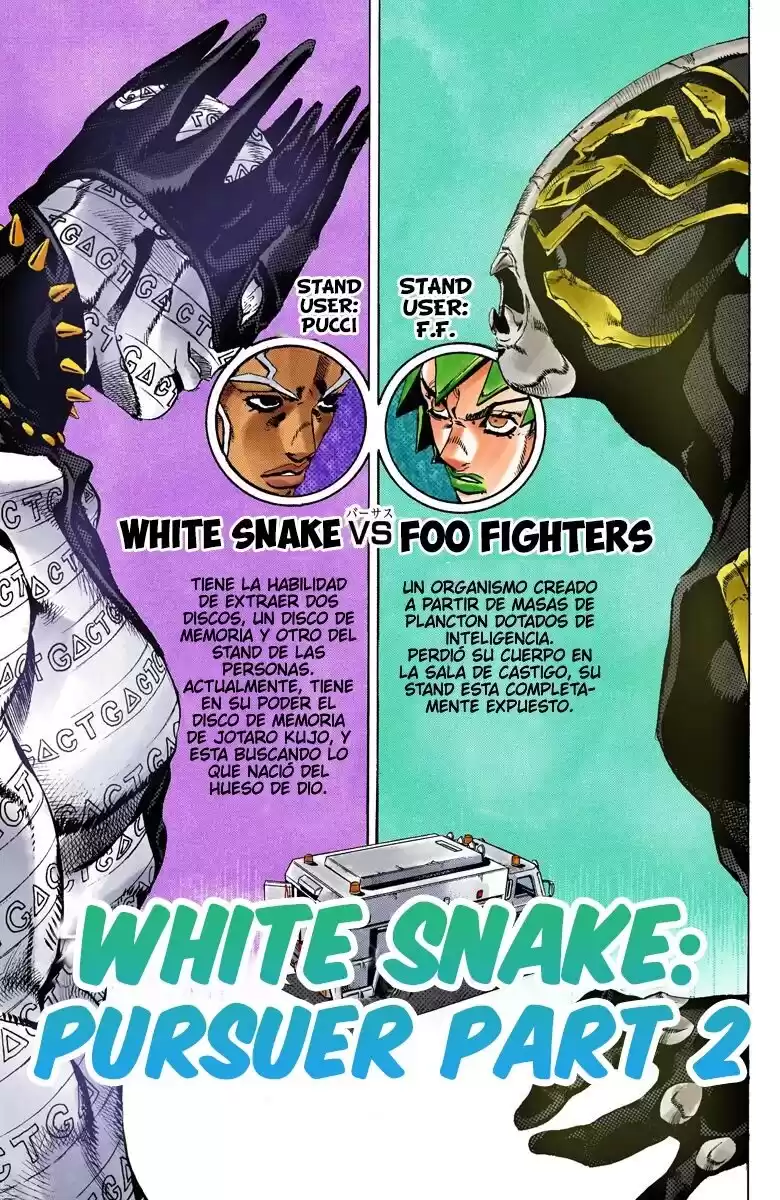 JoJo's Bizarre Adventure Parte 6: Stone Ocean Full Color Capitulo 90: Whitesnake - El Perseguidor parte 2 página 1