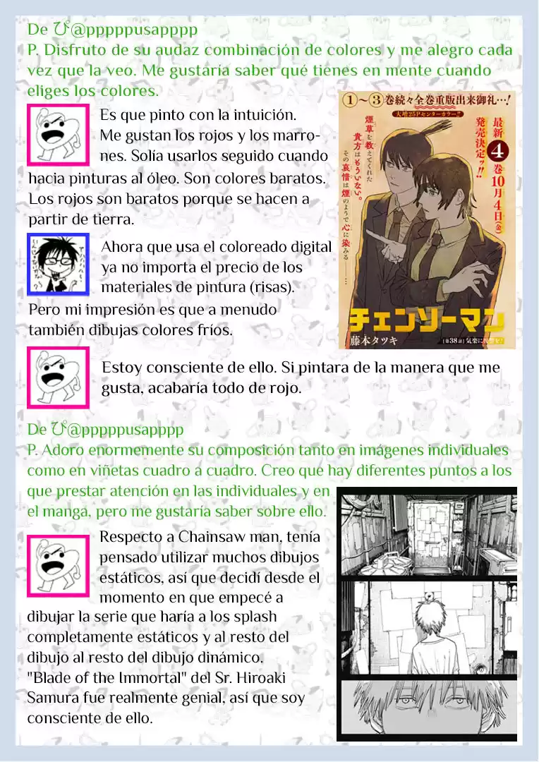 Chainsaw Man Capitulo 75.5: Entrevistas Tatsuki Fujimoto 2 página 19