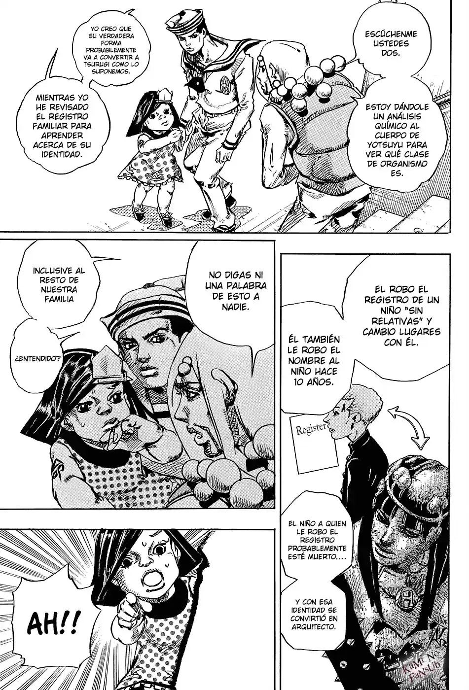 JoJo's Bizarre Adventure Parte 8: JoJolion Capitulo 33: ¡Josuke! Ve a la Frutería Higashikata página 14