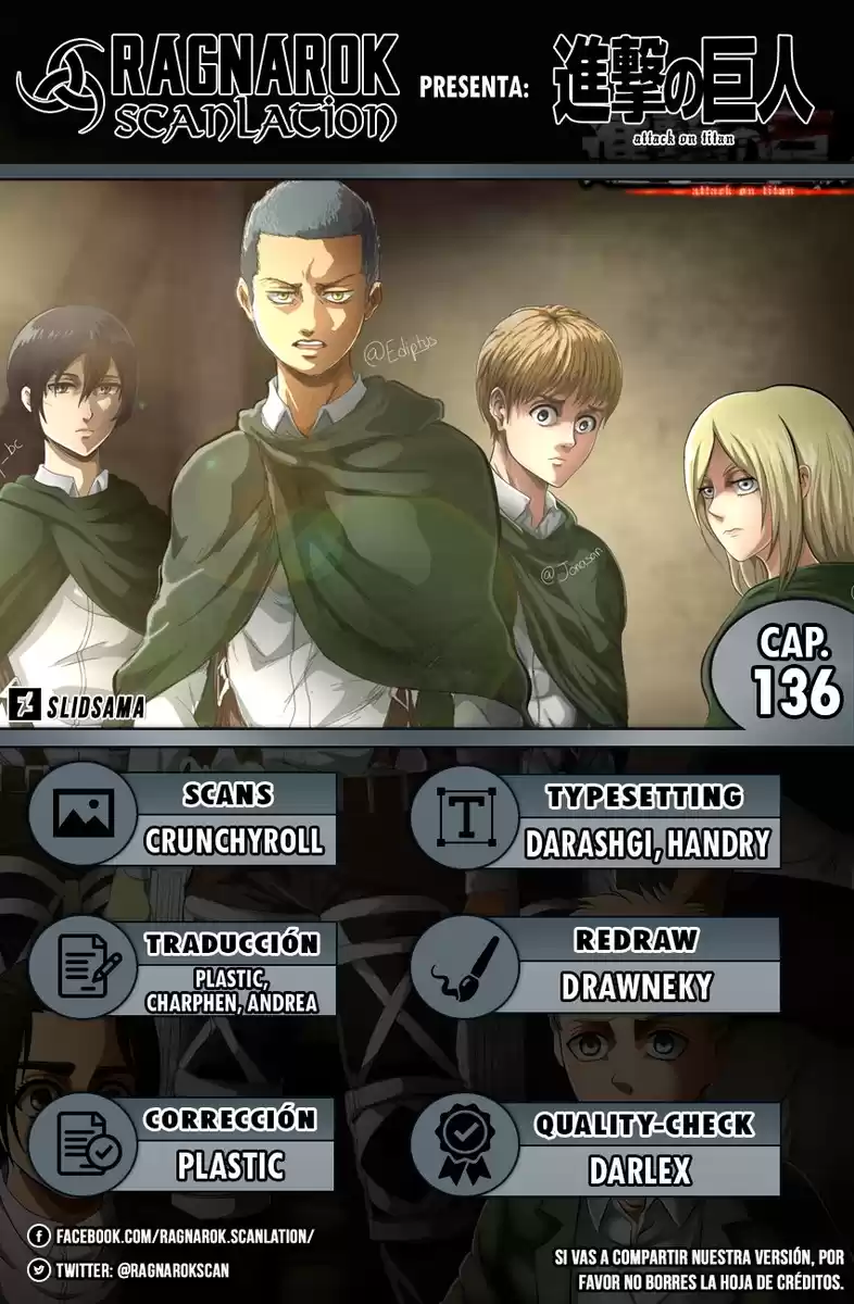 Shingeki no Kyojin Capitulo 136: Entreguen sus corazones página 1