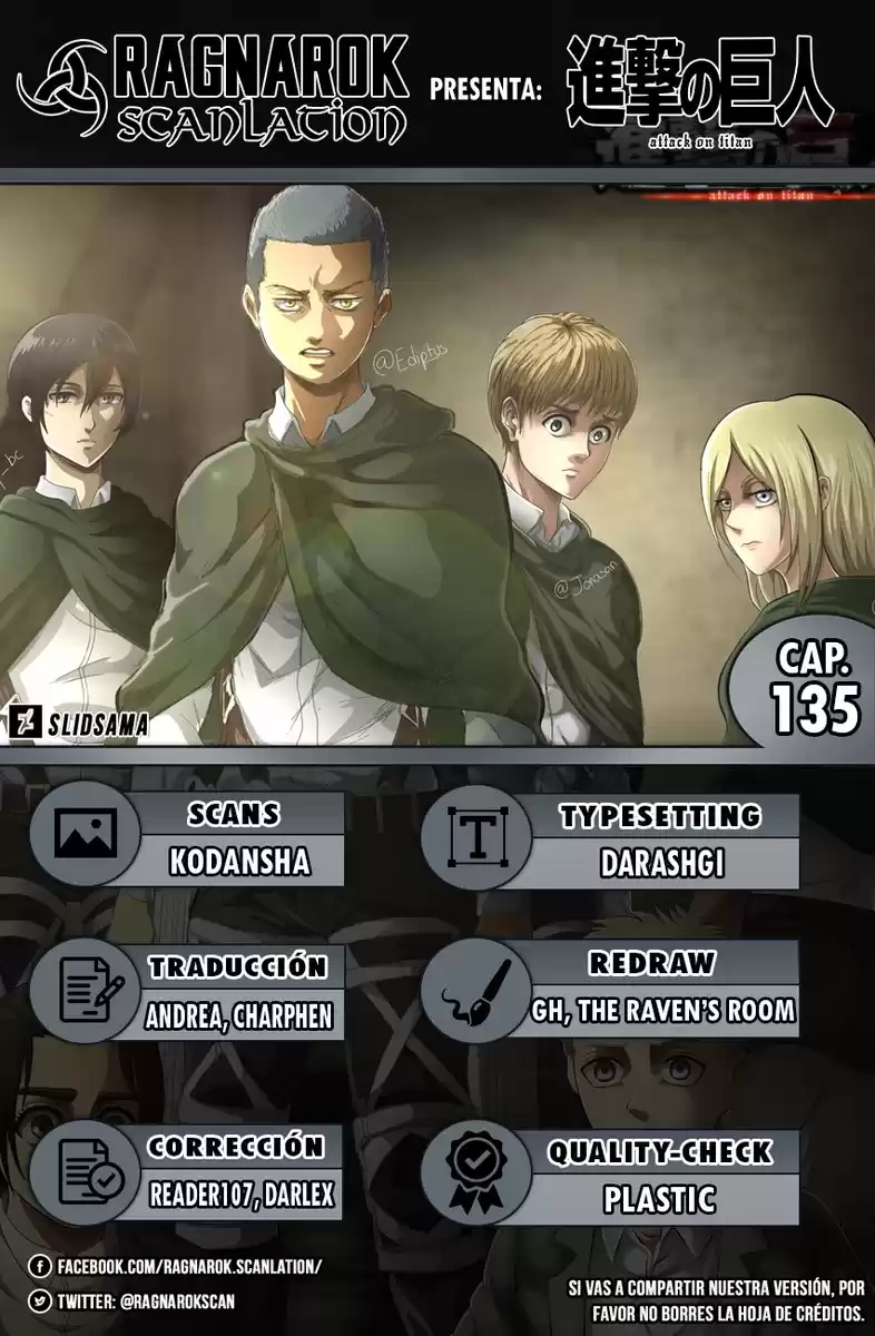 Shingeki no Kyojin Capitulo 135: La batalla entre el cielo y la tierra página 1