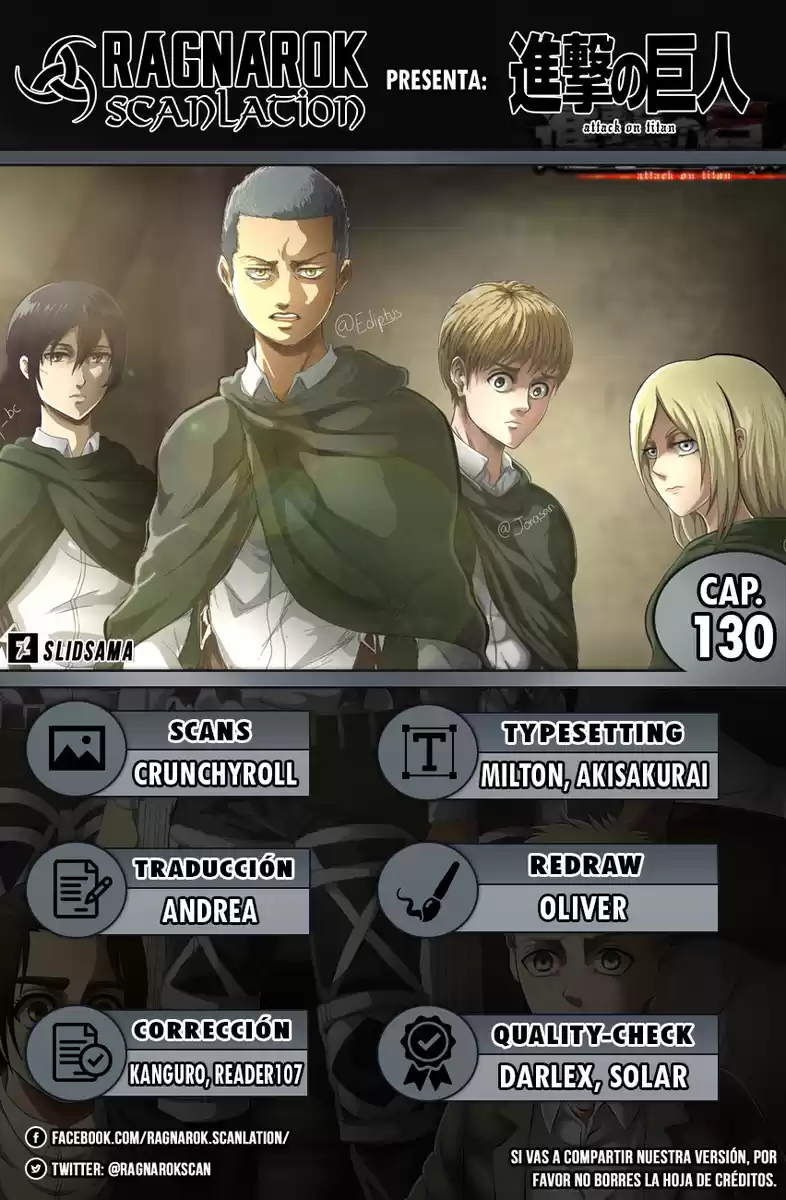 Shingeki no Kyojin Capitulo 130: El Amanecer De La Humanidad página 1