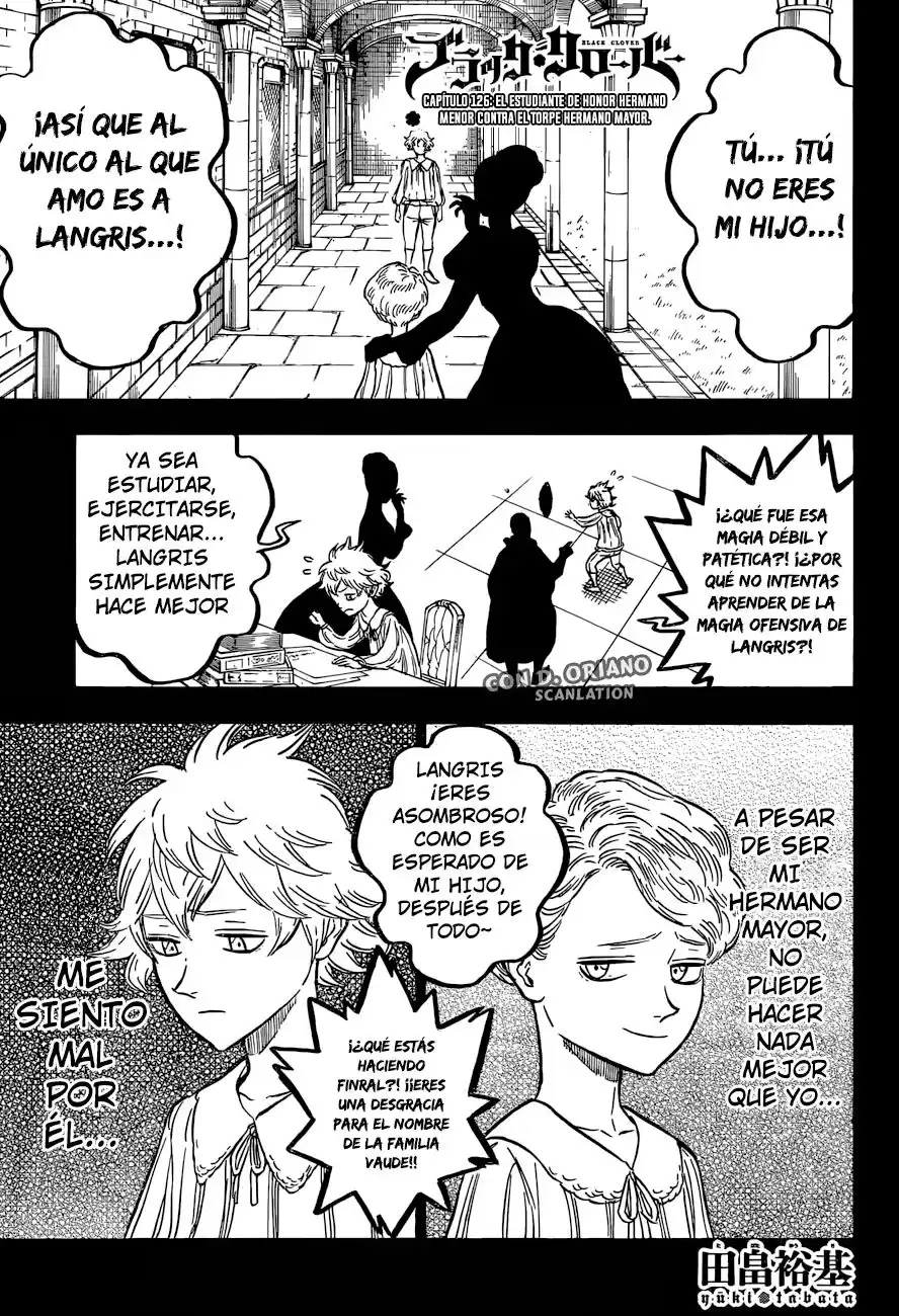 Black Clover Capitulo 126: EL ESTUDIANTE DE HONOR HERMANO MENOR CONTRA EL TORPE HERMANO MAYOR. página 2