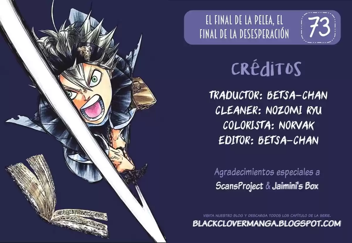 Black Clover Capitulo 73: El final de la pelea, el final de la desesperación. página 1